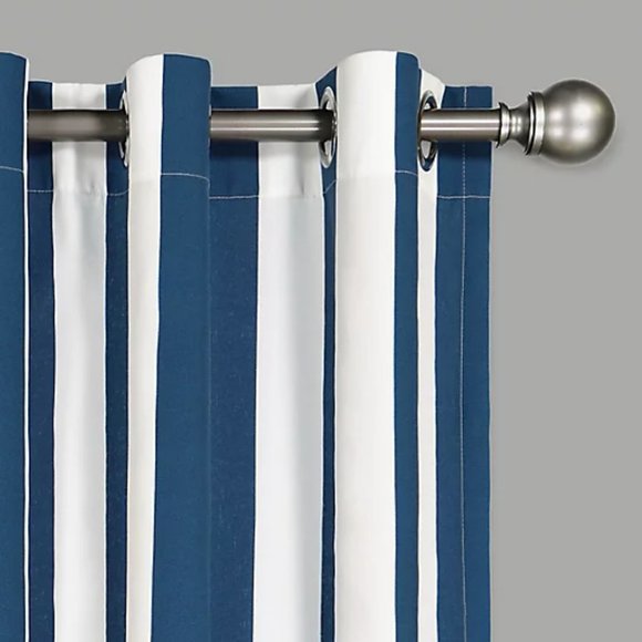 Waverly Blue and White Striped Curtains - Picture 1 of 7